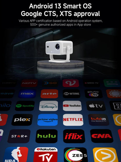 [Netfix Official Certified & Auto Focus] Amornee Vision 2 Beam 4K Mini Projector with WiFi and Bluetooth, Outdoor Movie Portable Projector for Outdoor/Ceiling/Bedroom/Home Theater Use, 1080P FHD 800ANSI Auto Keystone Andriod 13