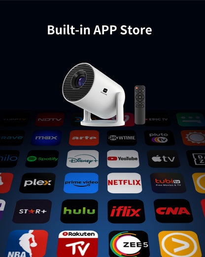 Amornee Mini Version:Mini Projector with Wifi and Bluetooth,Home Movie Projector for Bedroom Full HD 1080P Auto Keystone Correction, 35"-130" Screen, Compatible with Android/iOS/Windows/TV Stick/HDMI/USB